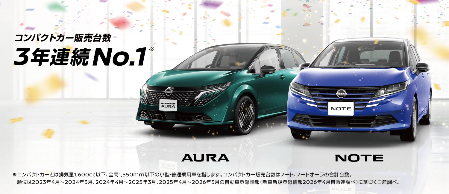 コンパクトカー販売台数3年連続No1
